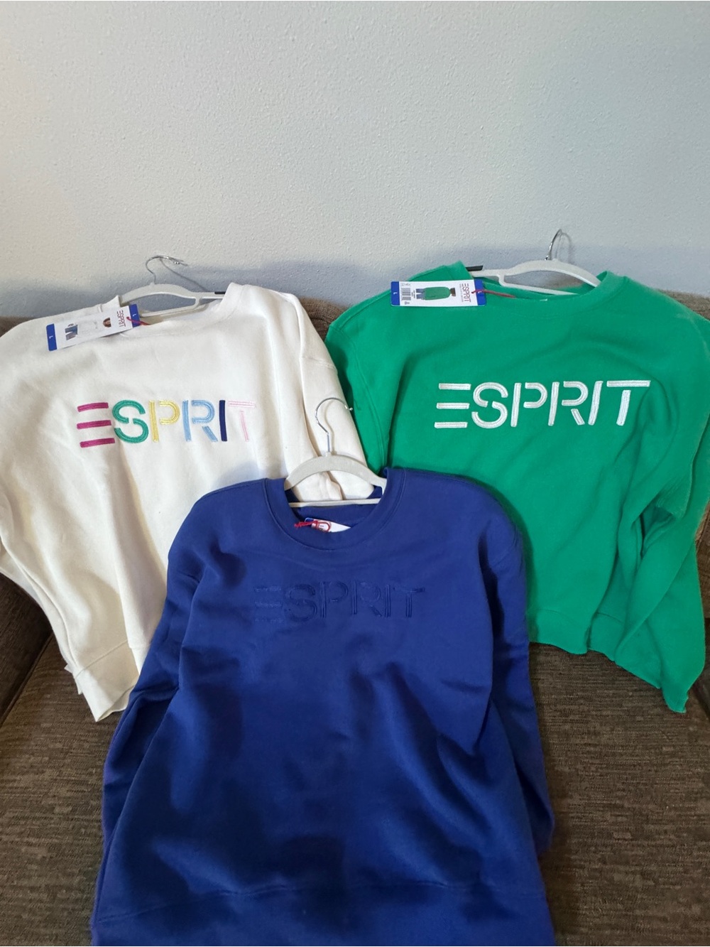 Esprit Sweatshirt Set in White, Green & Blue